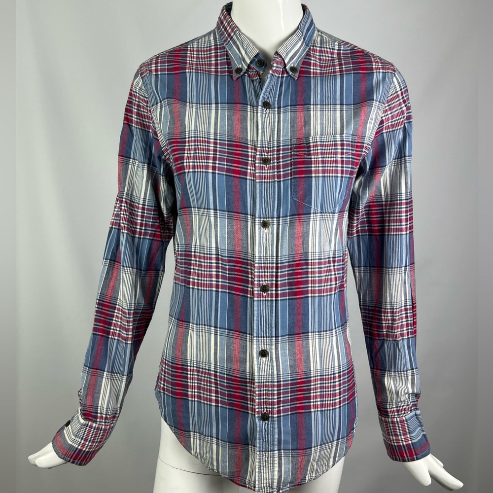 Club Monaco Button Down Shirt Plaid Cotton Women XSmall Long Sleeves